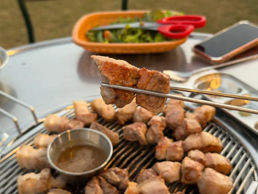 Juicy grilled black pork