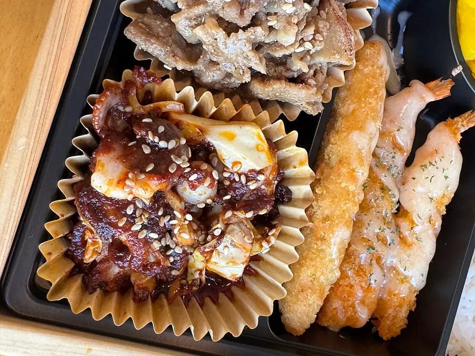Jungmun bento with torch-grilled octopus and soy-glazed bulgogi