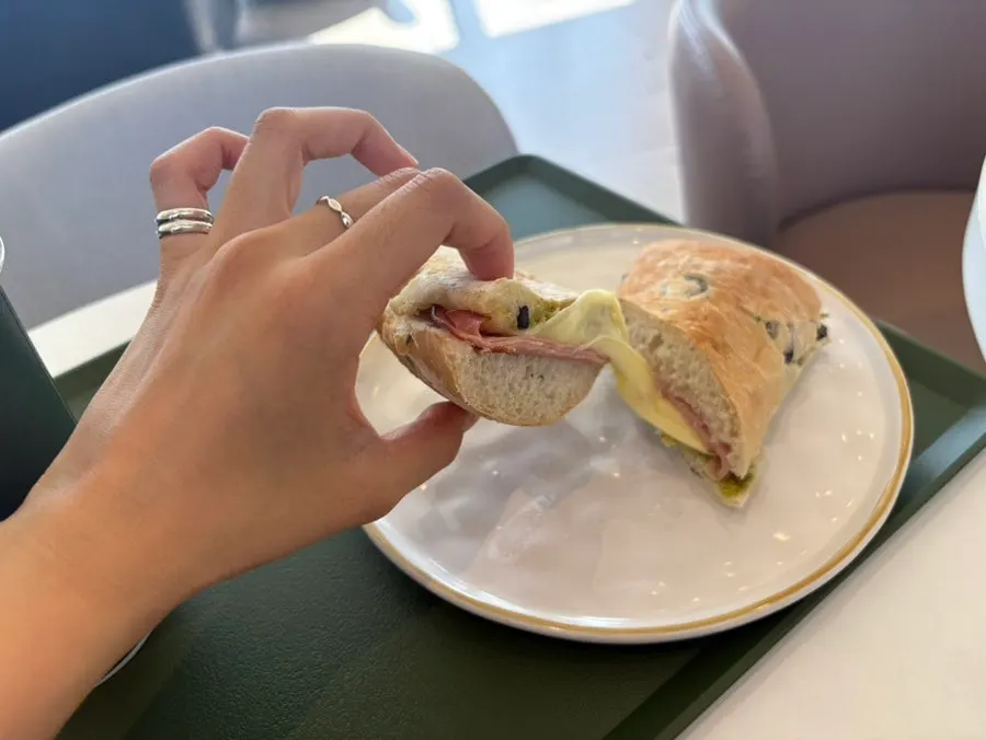 Jeju black pork jambon sandwich with stretchy melted cheese