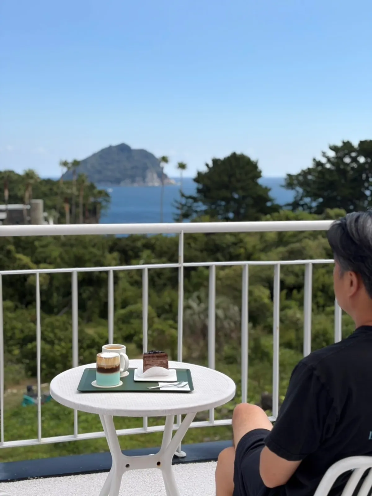 Seopseom Island and the Jeju sea viewed from the terrace