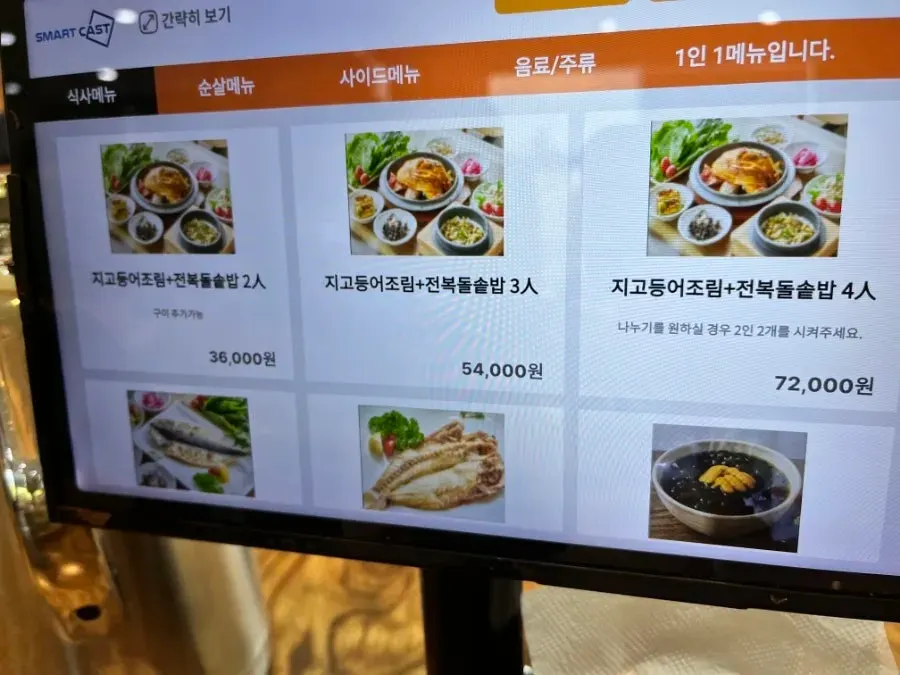 Jungmun Godeungeo Ssam-bap menu