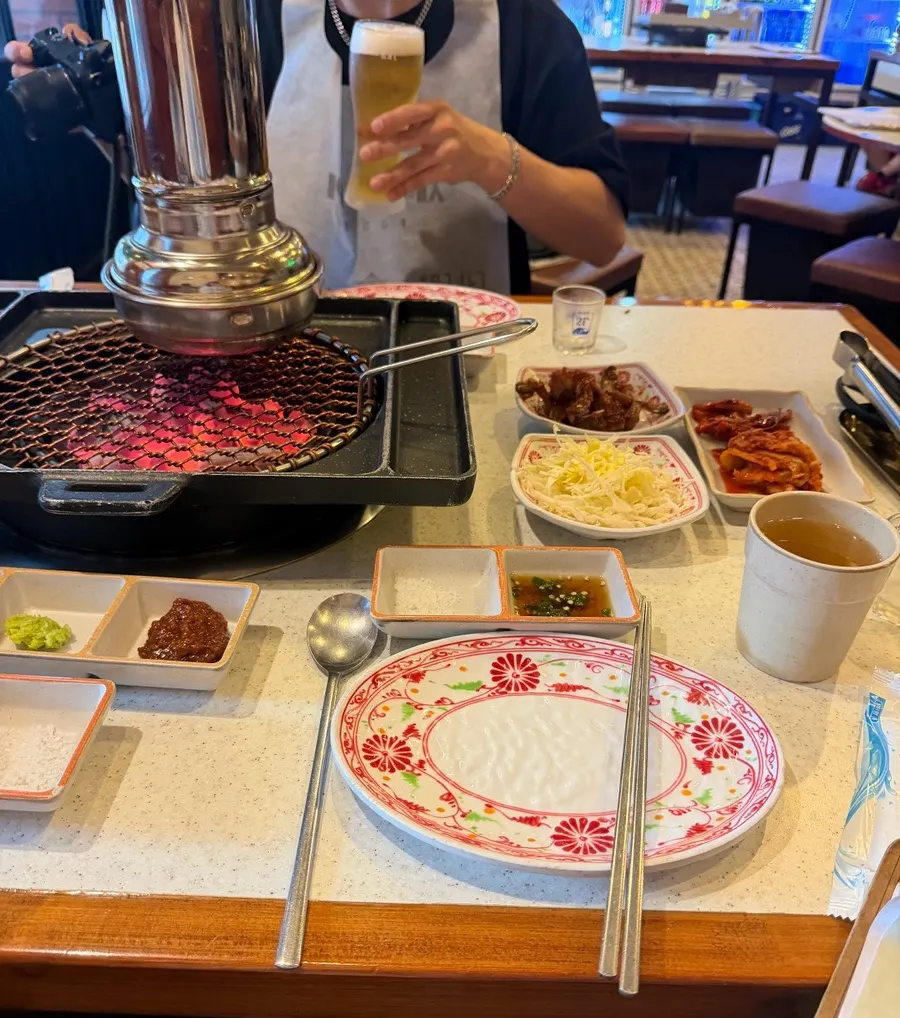 Korean BBQ side dishes and dipping sauces