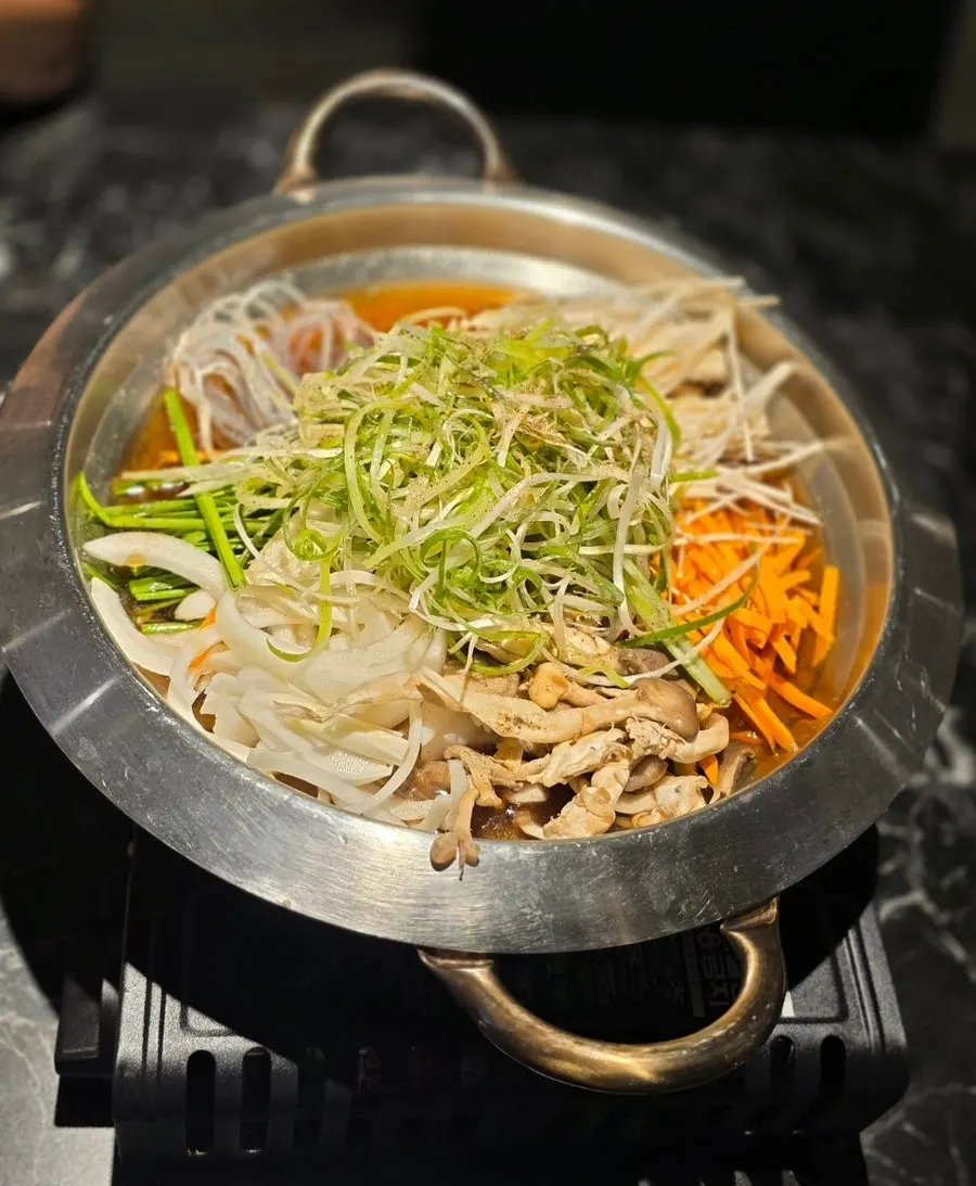 Hanwoo bulgogi hotpot for two on the table
