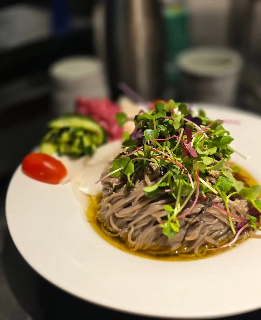 A bowl of perilla oil buckwheat noodles