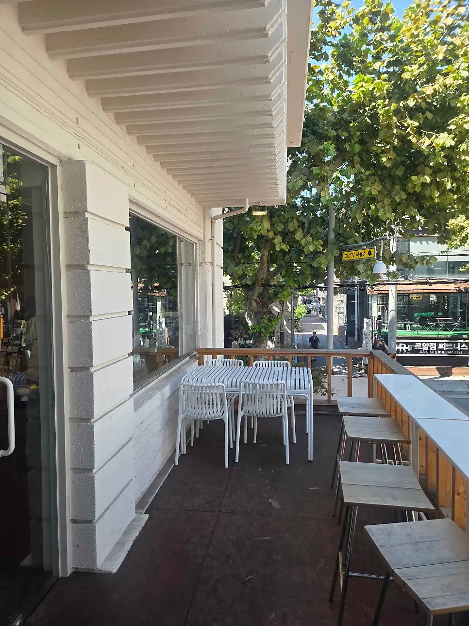 Spacious, divided seating inside the café