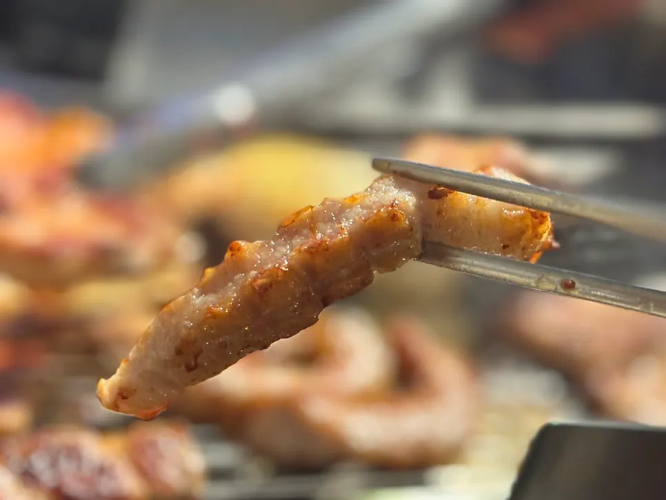 A finished piece of grilled pork jowl