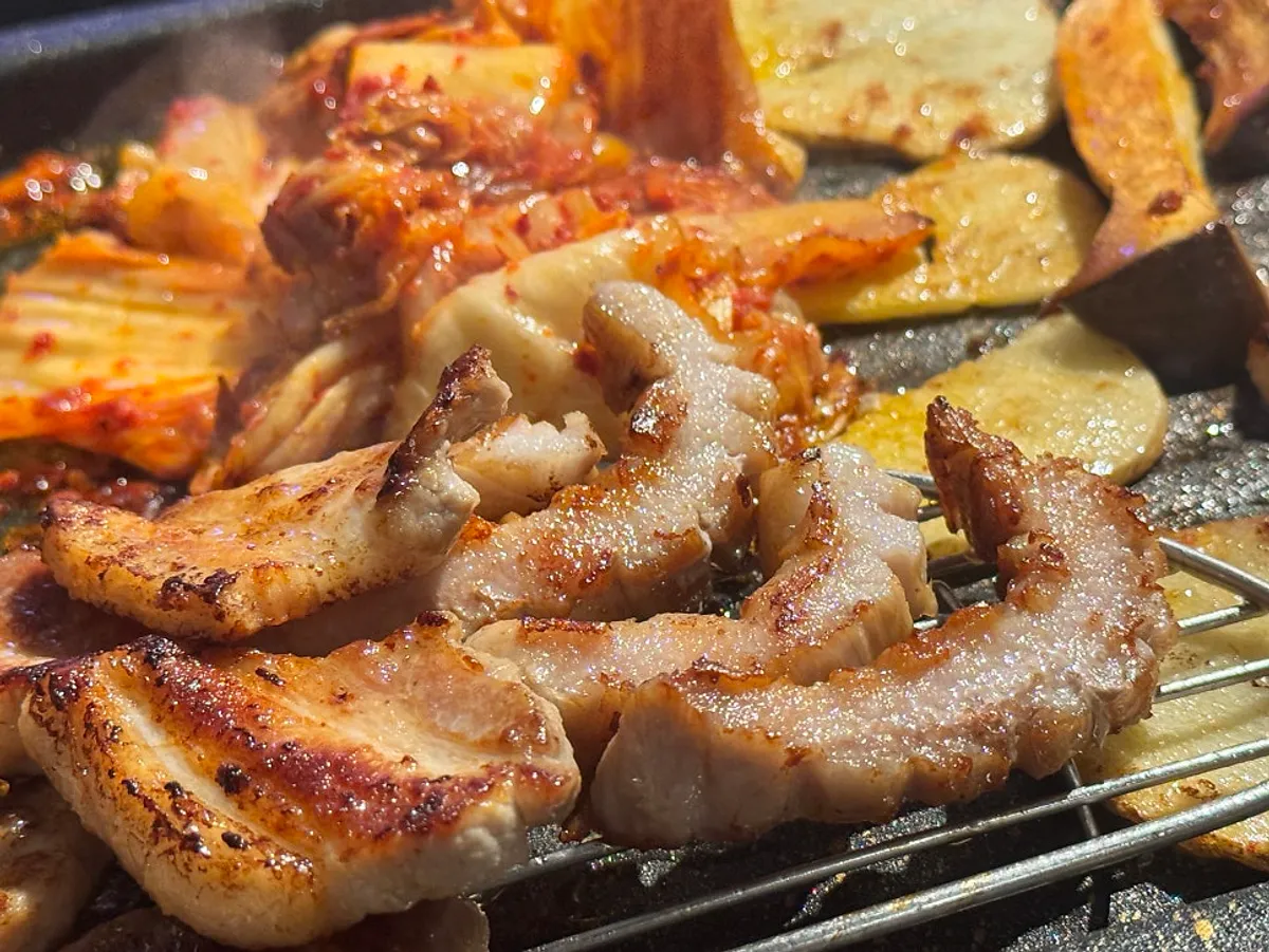 Close-up of the pork belly at Ijjok Kimchi Samgyeopsal