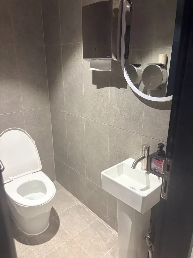 Clean interior restroom