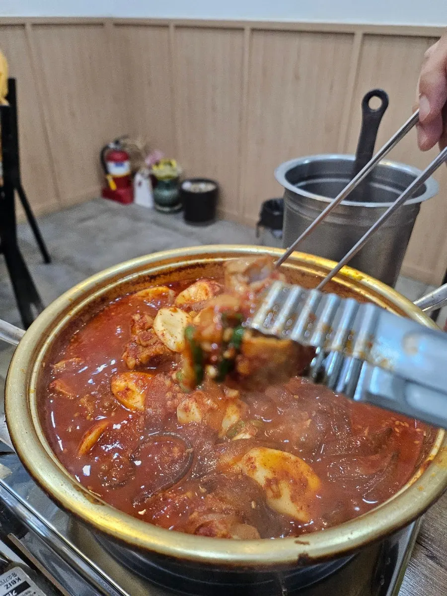 Pork galbijjim for two piled with meat