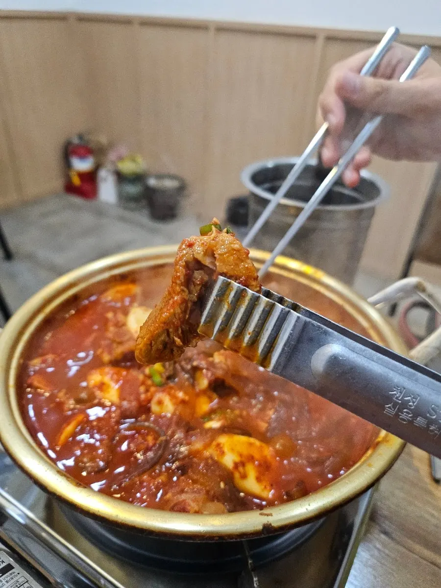 A tender piece of galbijjim meat