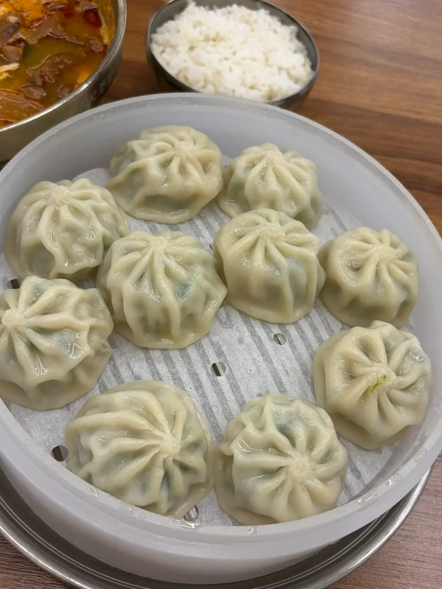 A plate of gyoza dumplings at Gangnam Gyoja Bundang Seohyeon Branch