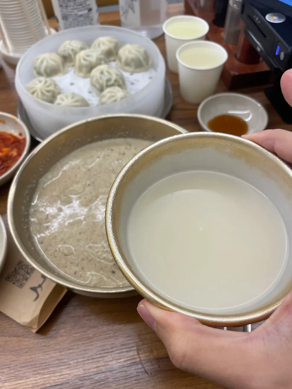 Close-up of the torn dough pieces in the sujebi