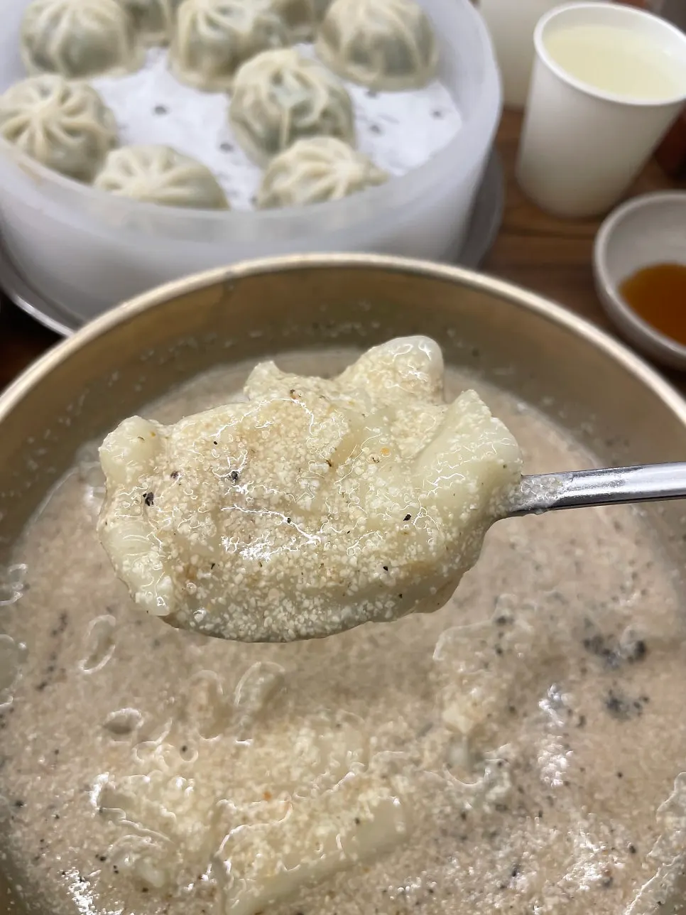Perilla sujebi served with side dishes