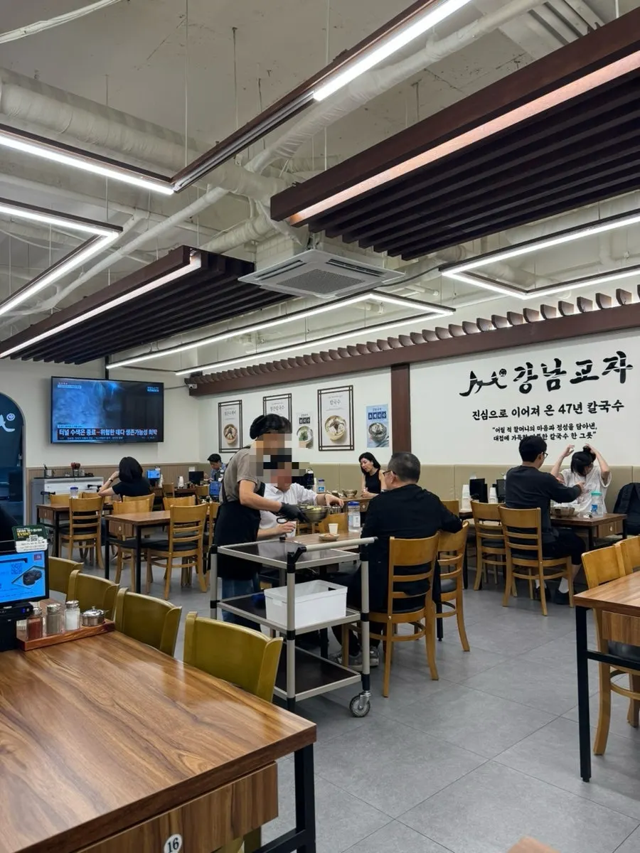 Restaurant interior with tablet kiosks at each table