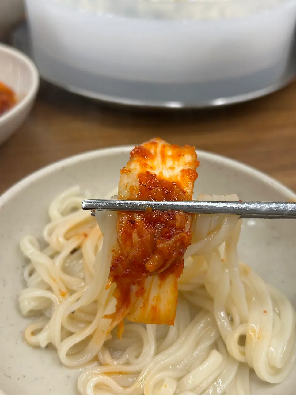 Kimchi served with kalguksu