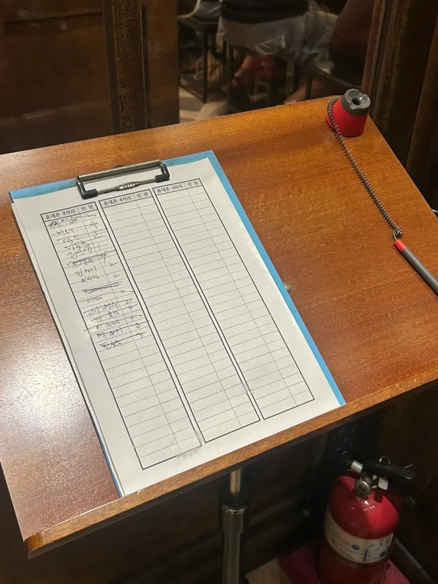 Waitlist notebook placed at the entrance
