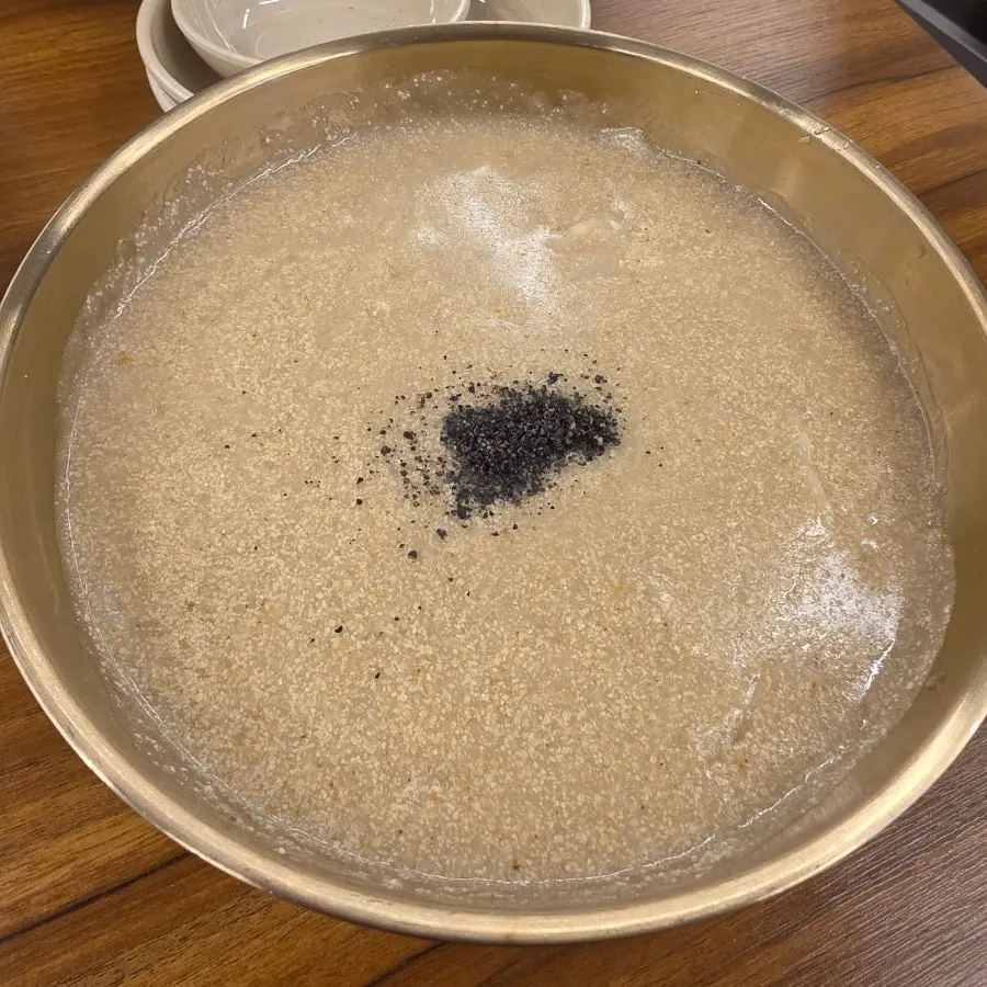 A bowl of thick perilla sujebi