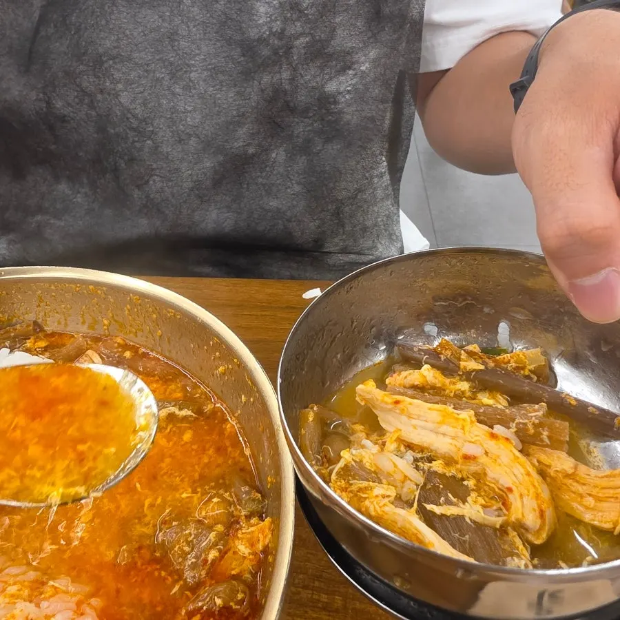 Hearty dakgaejang broth