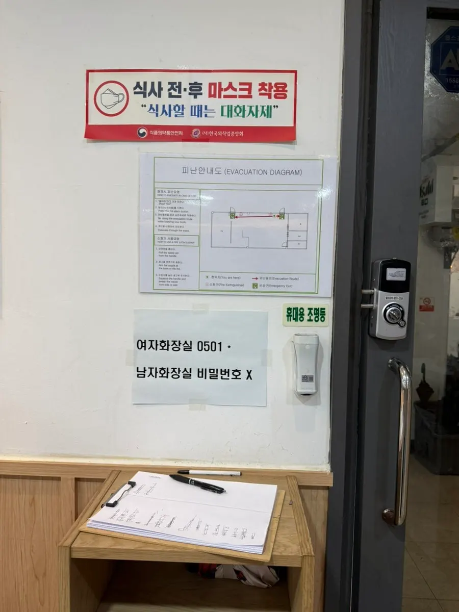 Information sign posted at the restaurant's entrance