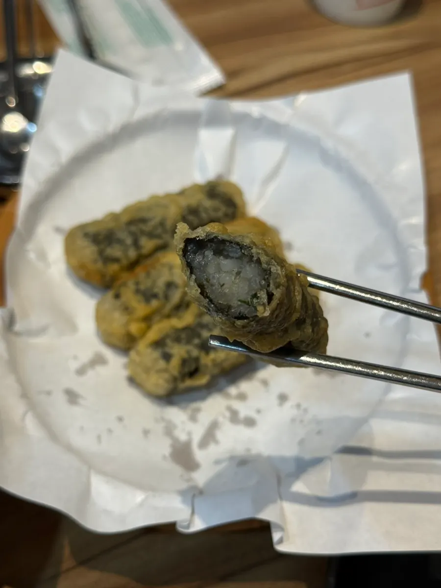 Freshly fried gimmari added as a side