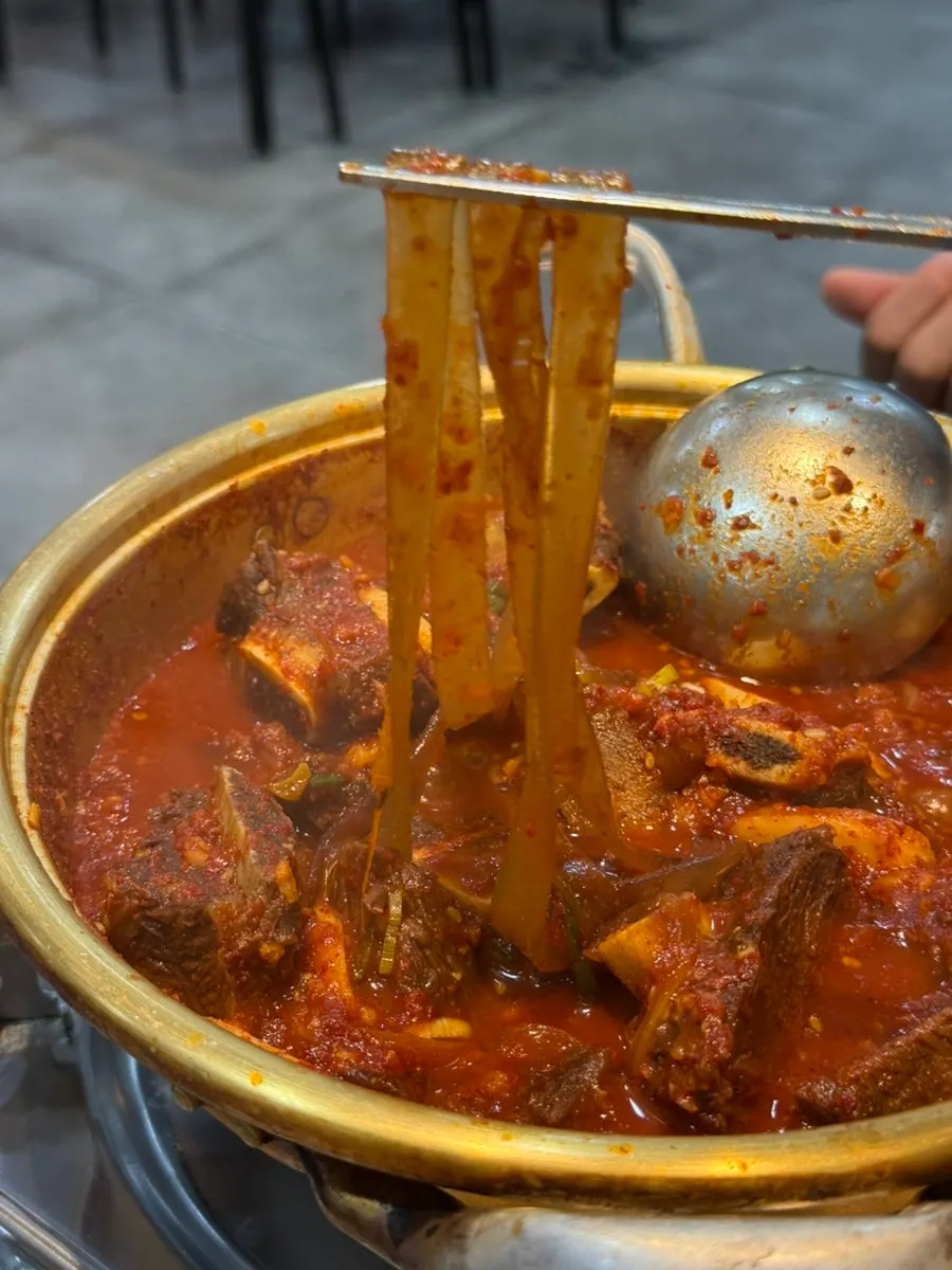 Galbijjim with rice cake and glass noodles mixed in