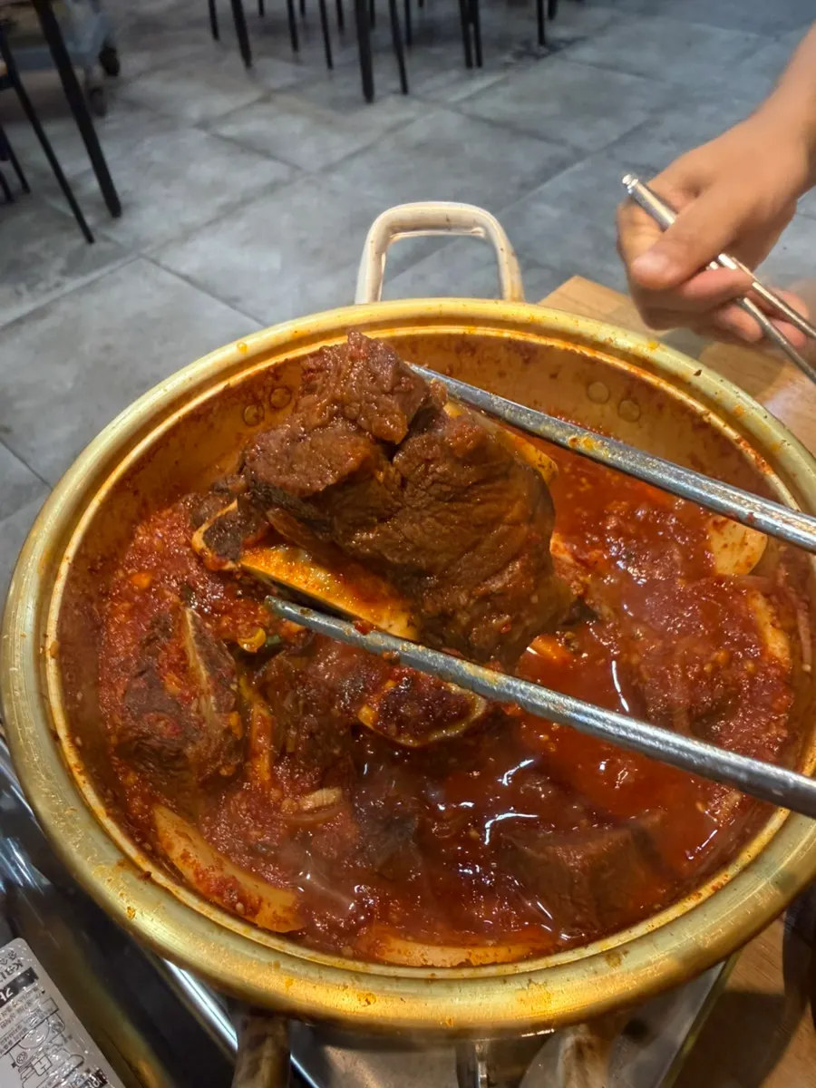 Tender rib meat separating easily from the bone