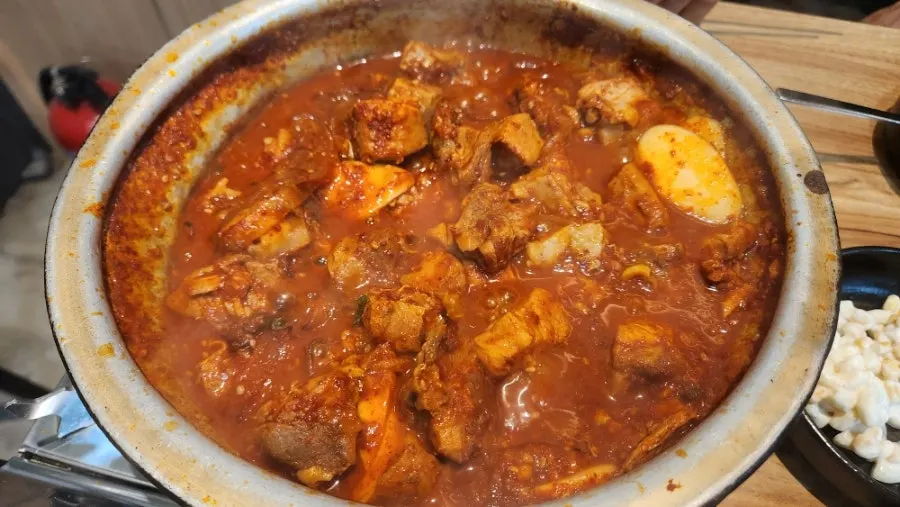 Pot of galbijjim simmered down further