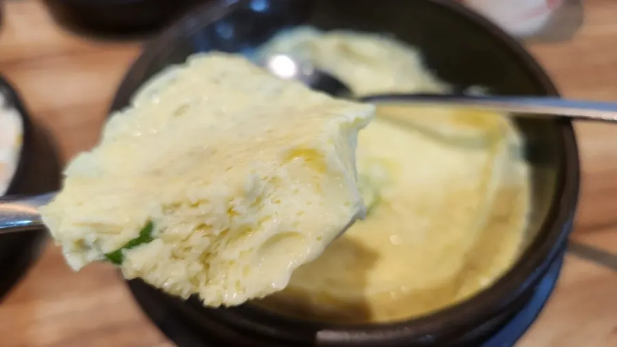 A soft spoonful of steamed egg