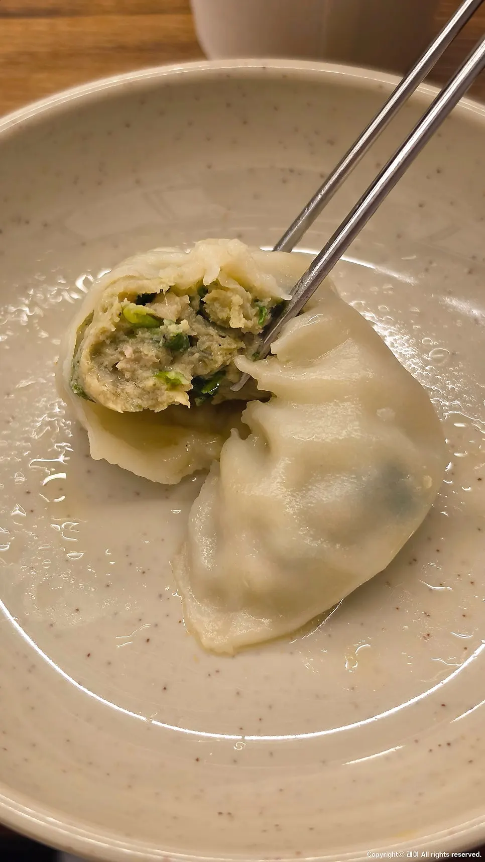 Gyoza dumplings paired with spicy broth