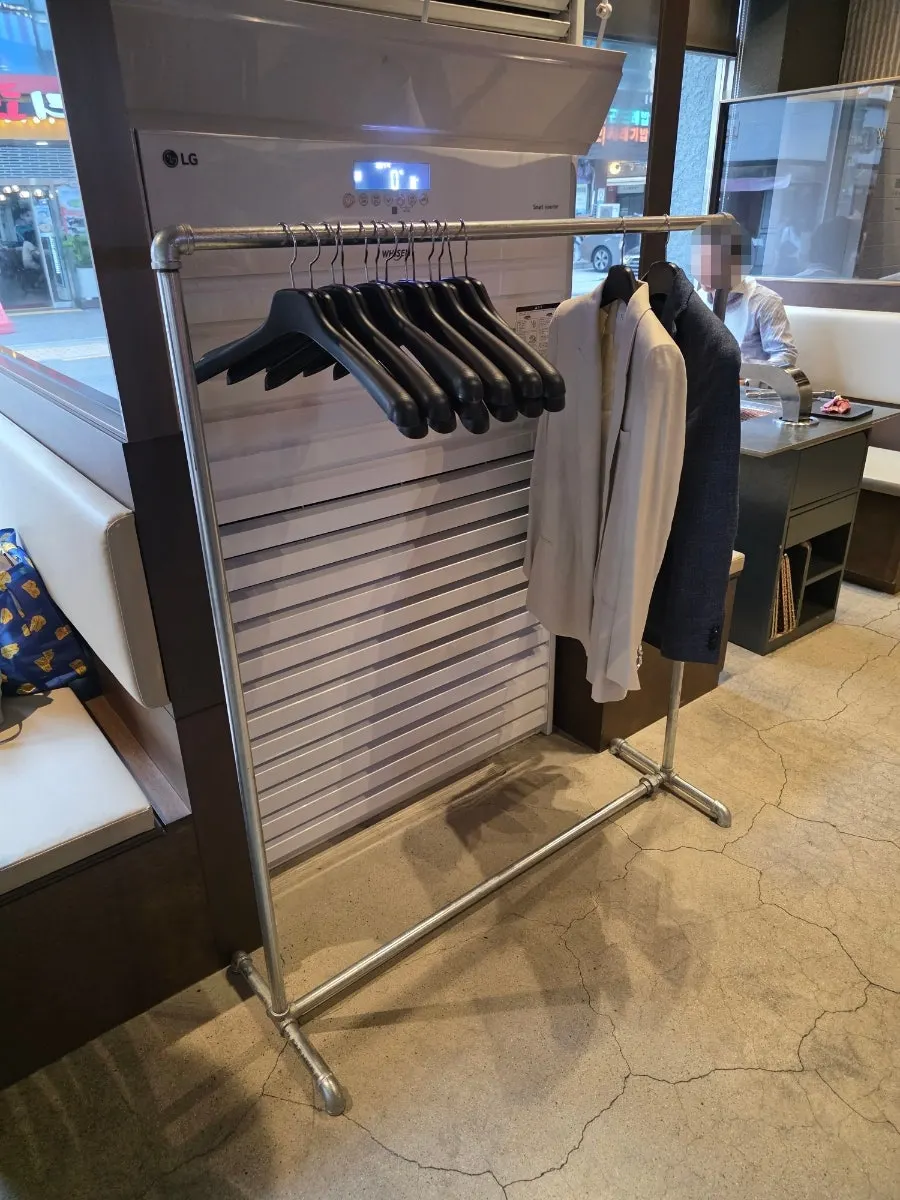 Coat rack inside the restaurant