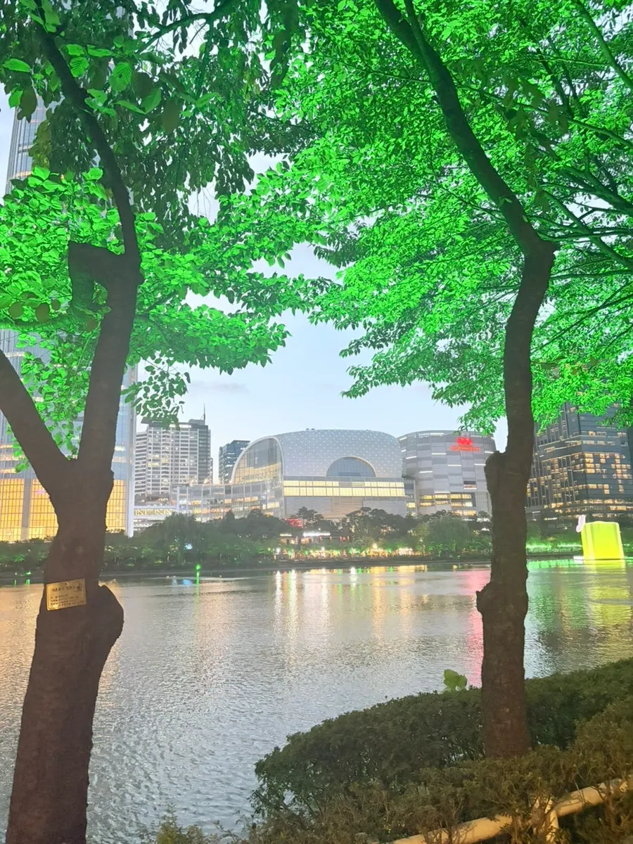 Walking path around Seokchon Lake after the meal