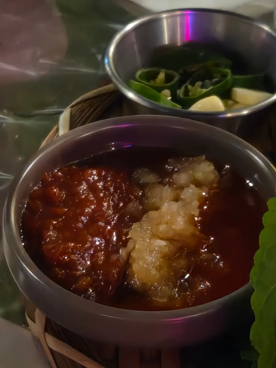 Gizzard shad sashimi at an outdoor-style bar