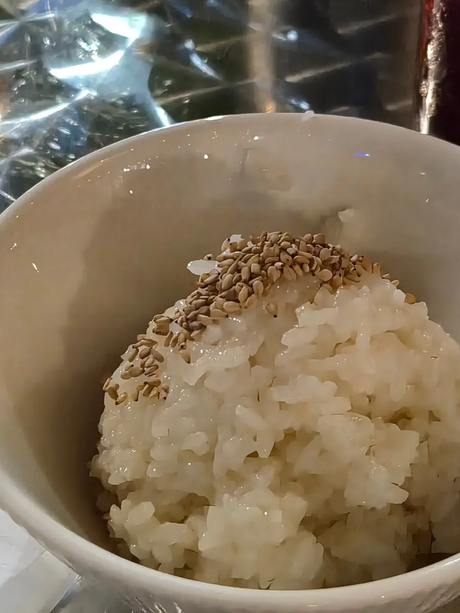 Sushi rice ordered with gizzard shad sashimi