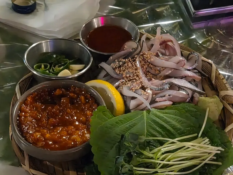 Selection of dishes eaten with drinks