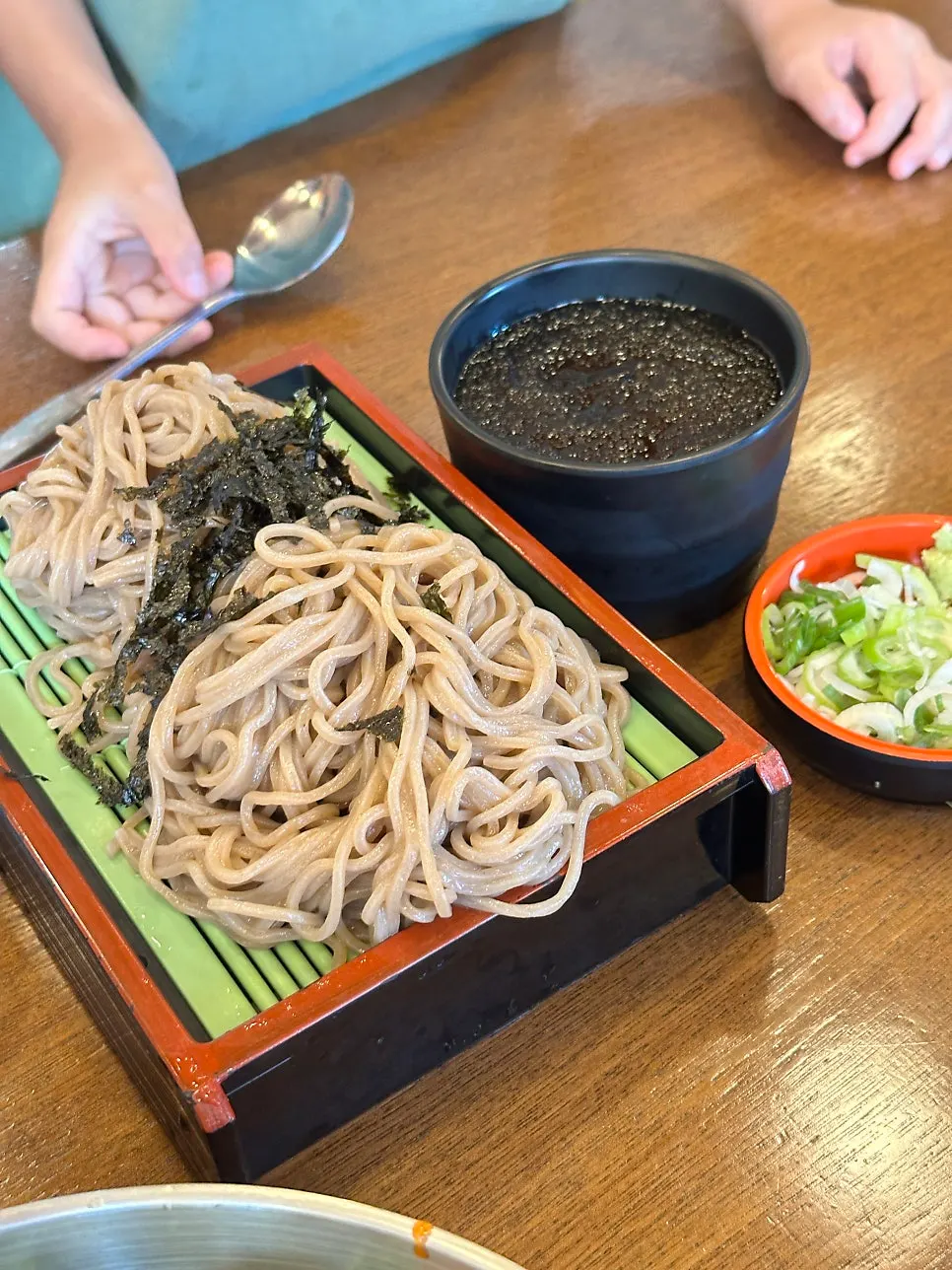 Cold soba served with tsuyu dipping sauce