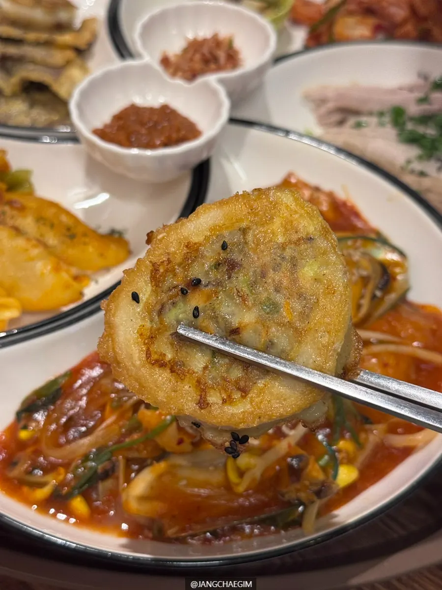 Plate of imo's squid sundae-jeon