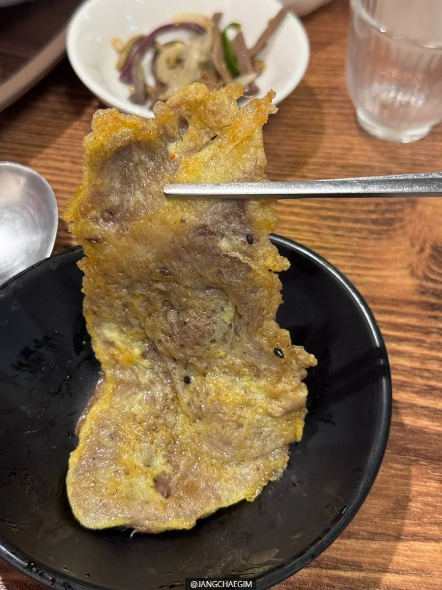 Cross-section of squid sundae-jeon showing the filling