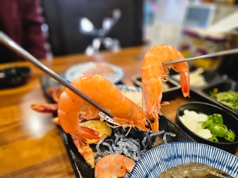 Shrimp arranged in a heart shape