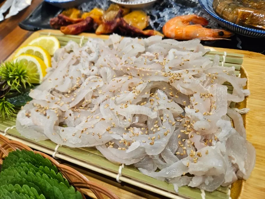 Plate of flatfish sashimi