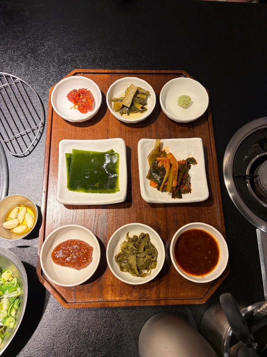 Sauce corner with mala sauce, fish roe, and whole sesame ssamjang