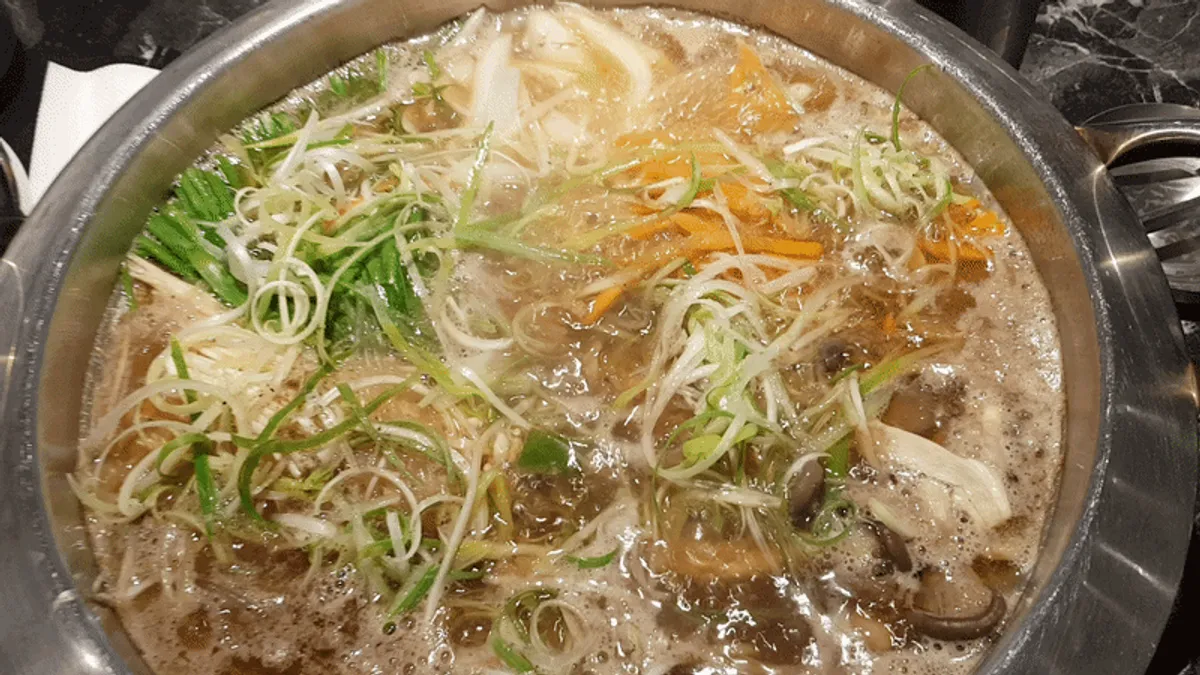 A plate of finely marbled hanwoo cow bulgogi
