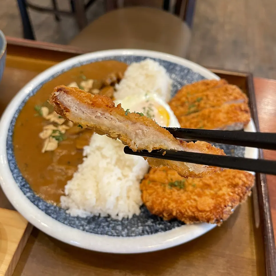 Beef curry with a crispy pork cutlet