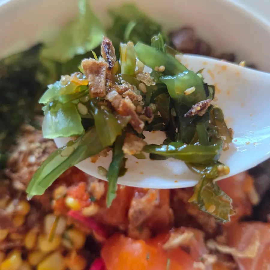 Poke with a seaweed topping