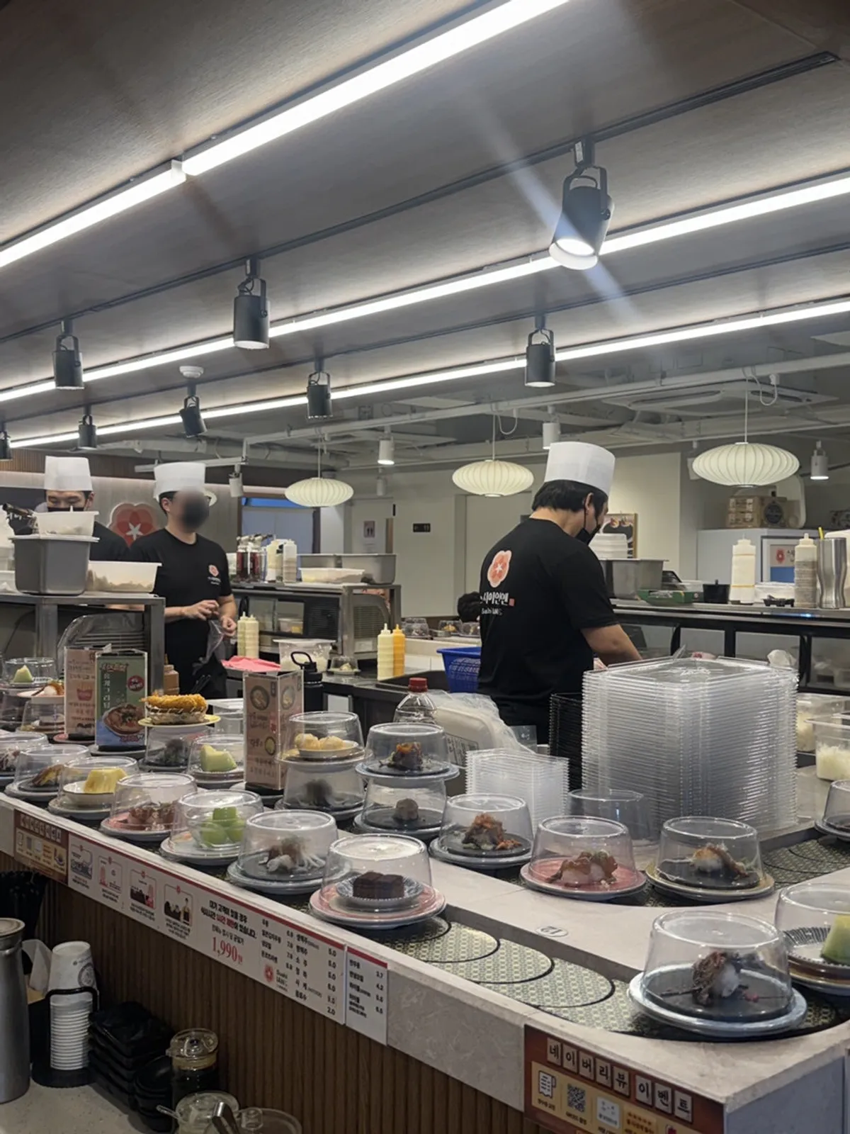 Selected plates of conveyor-belt sushi