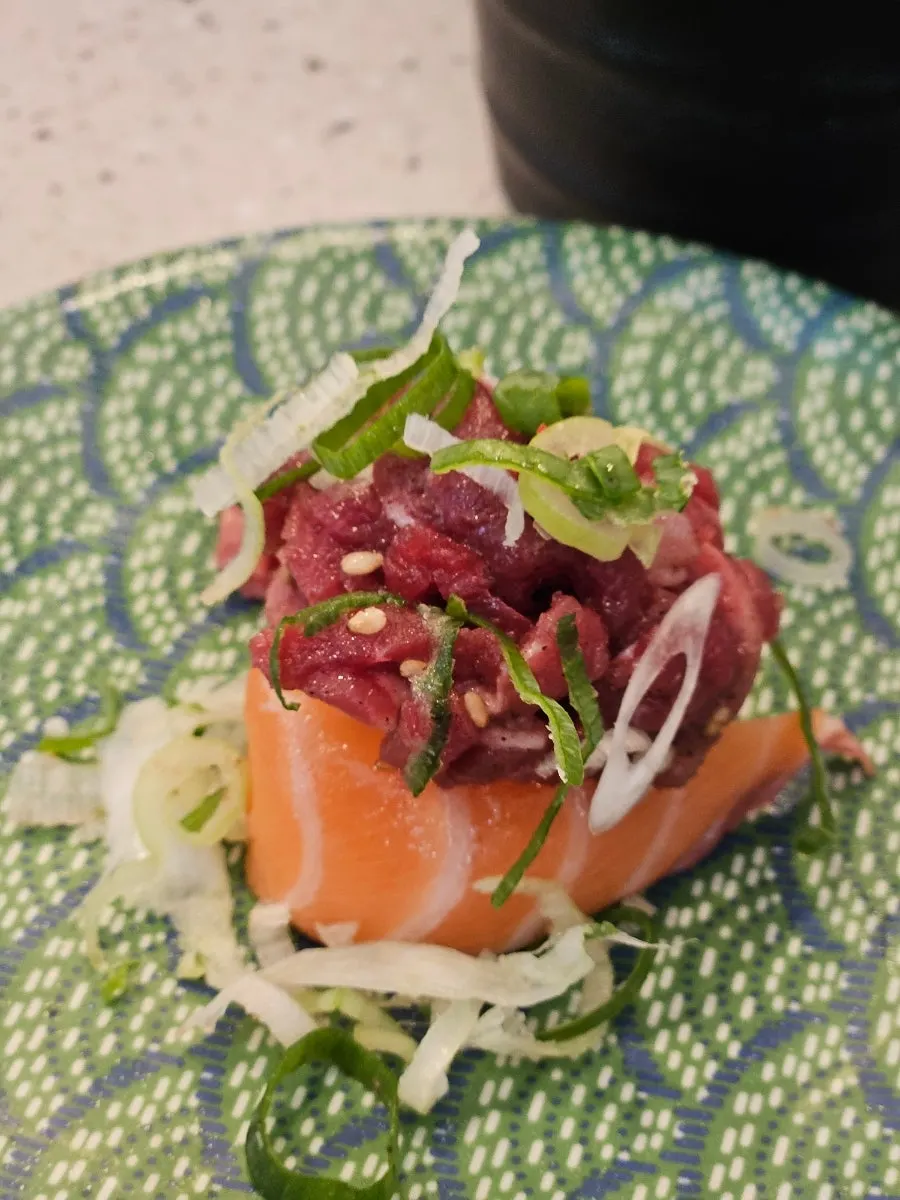 Plump seasonal raw shrimp sushi