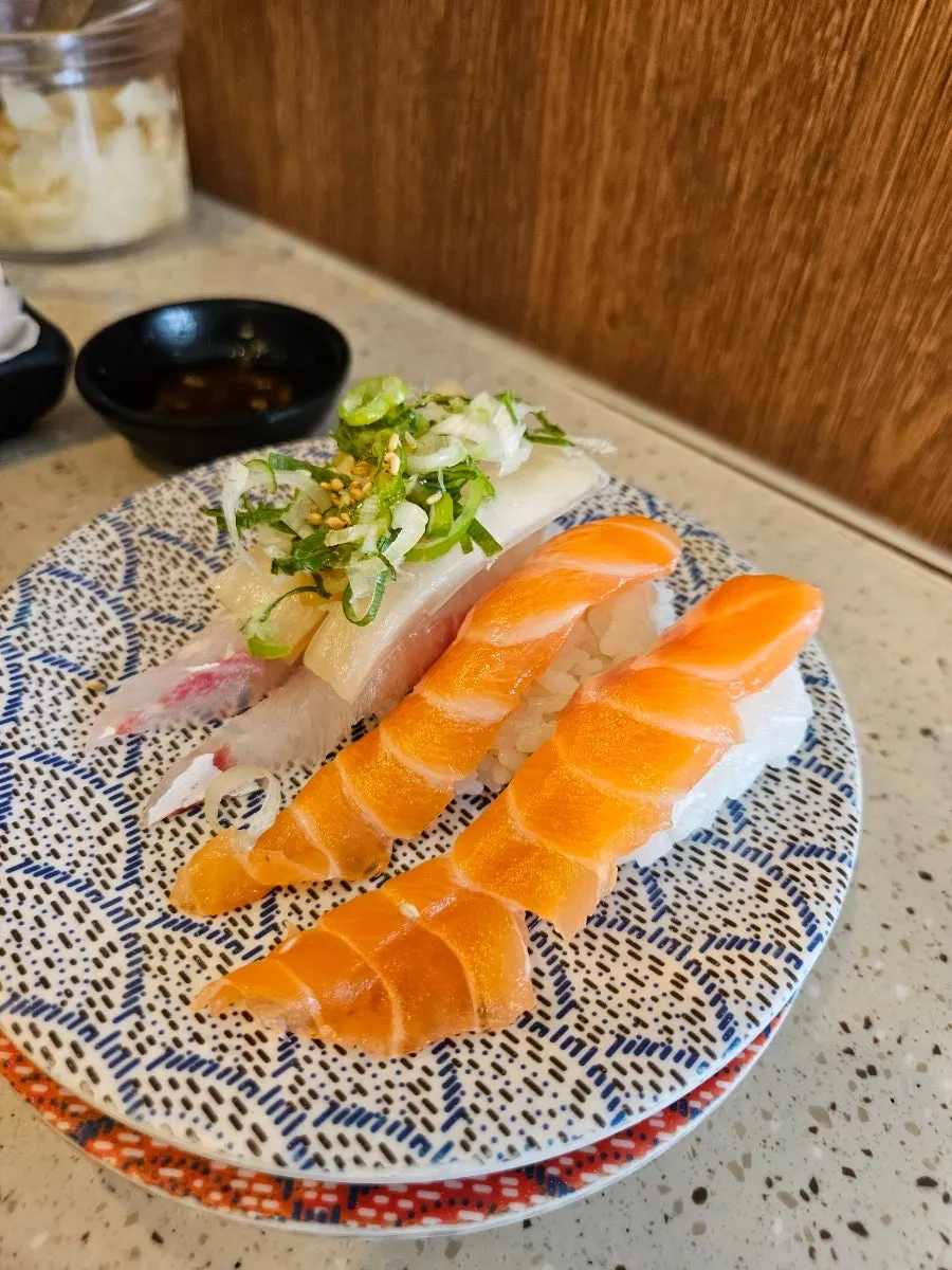 Torched sweet shrimp egg sushi