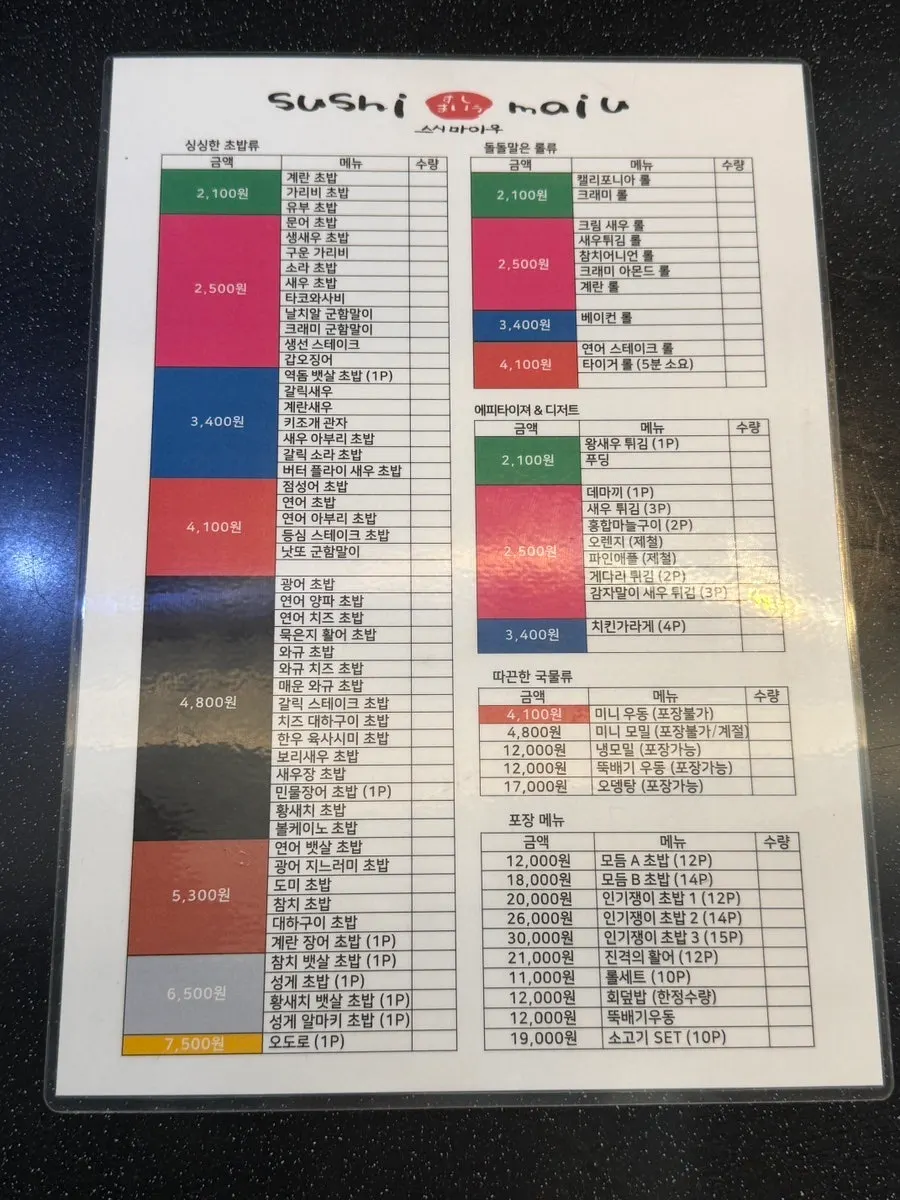 간장 와사비 락교가 놓인 바 테이블 세팅