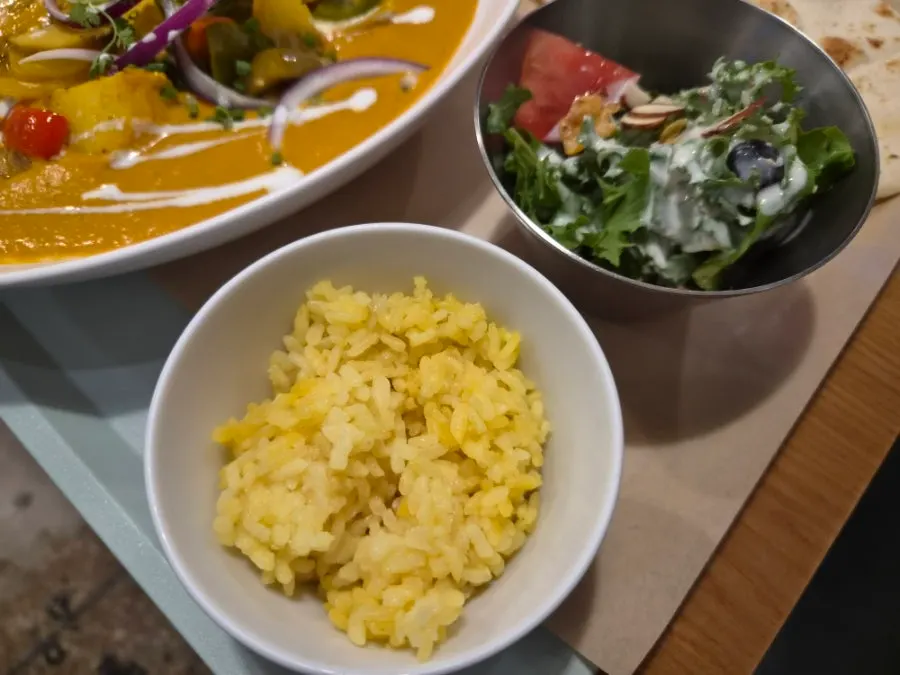 Indian food side dishes on the table