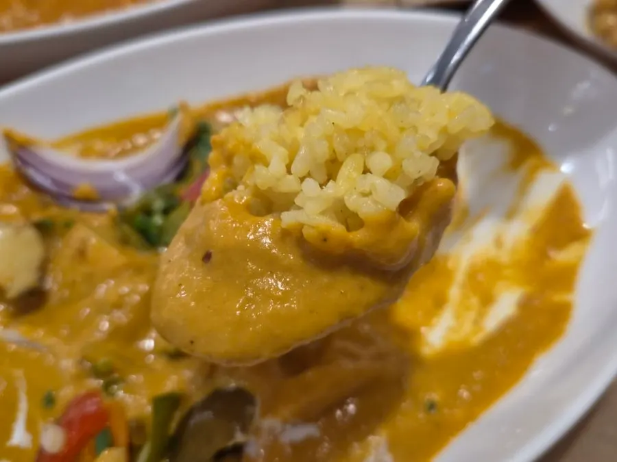 Thick curry sauce and naan