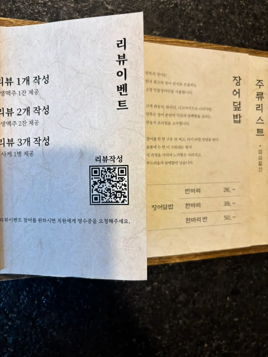 Overview of Manmok's menu